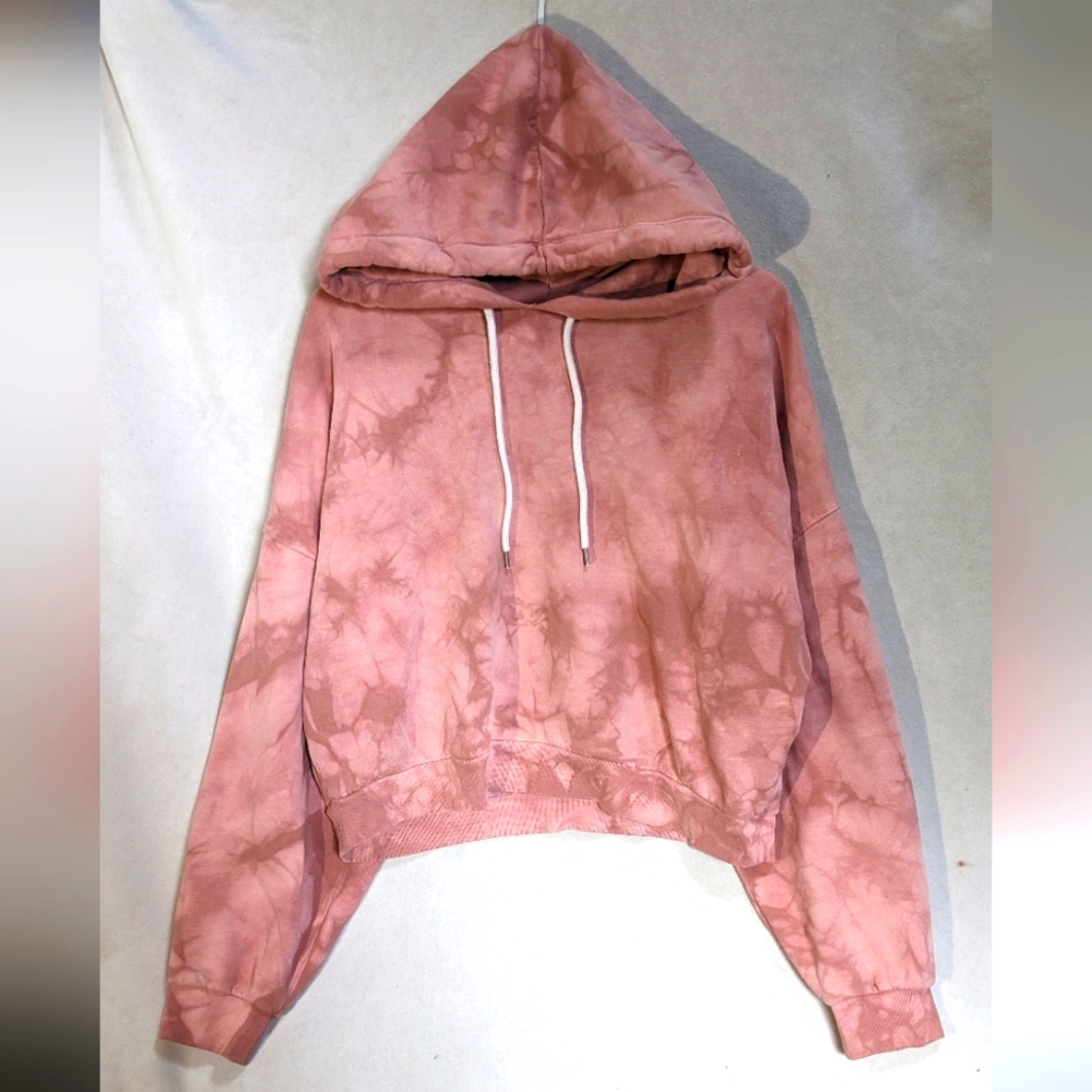 GAP Pink Cropped Long Sleeve Hoodie